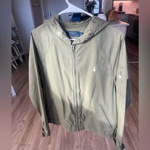 Men’s Polo Full Zip Army Green Jacket with Hood